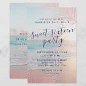 Sweet 16 Beach Party Invitation BUDGET PAPER FLYER (Voorkant / Achterkant)
