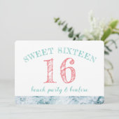 Sweet 16 Beach Party Kaart (Staand voorkant)