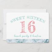 Sweet 16 Beach Party Kaart (Voorkant)
