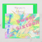 Sweet 16 Beach Theme Party Pastel Invitation Kaart (Voorkant / Achterkant)