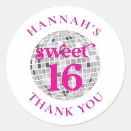 Sweet 16 Bedankt Feestgunsten Ronde Sticker