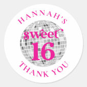 Sweet 16 Bedankt Feestgunsten Ronde Sticker (Voorkant)