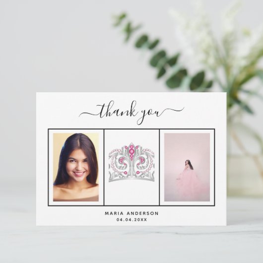 Sweet 16 bedankt je aangepaste foto zwart-wit (Staand voorkant)