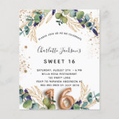 Sweet 16 begrotingsuitnodiging voor eucalyptus gre flyer (Voorkant)