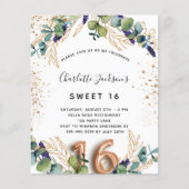 Sweet 16 begrotingsuitnodiging voor eucalyptus gre flyer (Voorkant)
