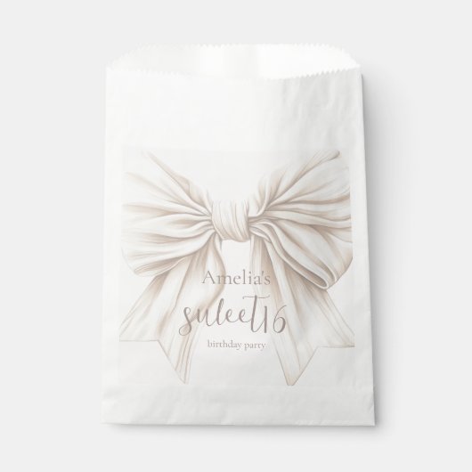Sweet 16 Beige Bow Waterverf Bedankzakje (Voorkant)