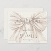 Sweet 16 Beige Bow Waterverf Save the Date (Voorkant / Achterkant)
