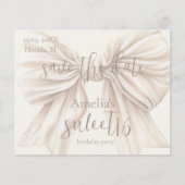 Sweet 16 Beige Bow Waterverf Save the Date (Voorkant)