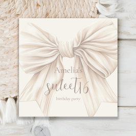 Sweet 16 Beige Bow Waterverf Servet