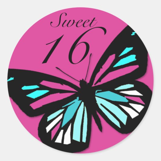 Sweet 16 bijpassende vlinder Sticker (Voorkant)