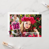Sweet 16 Birthday 4 Fotocollage Kaart (Voorkant / Achterkant in situ)