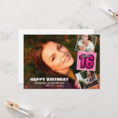 Sweet 16 Birthday 4 Photo Collage Card Kaart (Voorkant / Achterkant in situ)