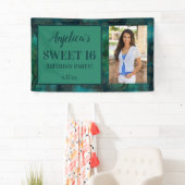 Sweet 16 Birthday Blauwgroen Green Foto Spandoek (Insitu)