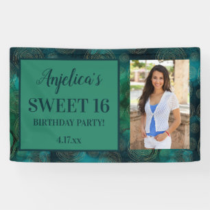 Sweet 16 Birthday Blauwgroen Green Foto Spandoek