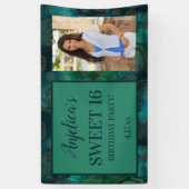 Sweet 16 Birthday Blauwgroen Green Foto Spandoek (Verticaal)