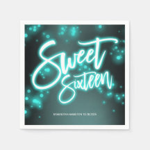 Sweet 16 Birthday Blauwgroen Neon Glow Dark Party
