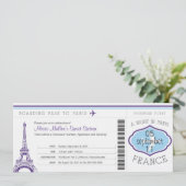 Sweet 16 Birthday Boarding Pass naar Parijs Kaart (Staand voorkant)