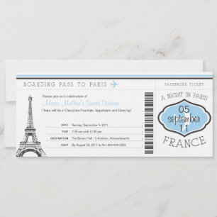 Sweet 16 Birthday Boarding Pass naar Parijs Kaart