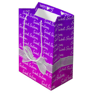 Sweet 16 Birthday Bow op Neon Medium Cadeauzakje