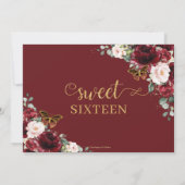 Sweet 16 Birthday Burgundy Blush Floral Butterfly  Kaart (Achterkant)
