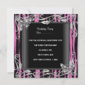 Sweet 16 Birthday Butterfly Zebra Black Pink Kaart (Achterkant)