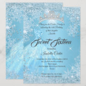 Sweet 16 Birthday Cinderella Blue Snowflake Winter Kaart (Voorkant / Achterkant)