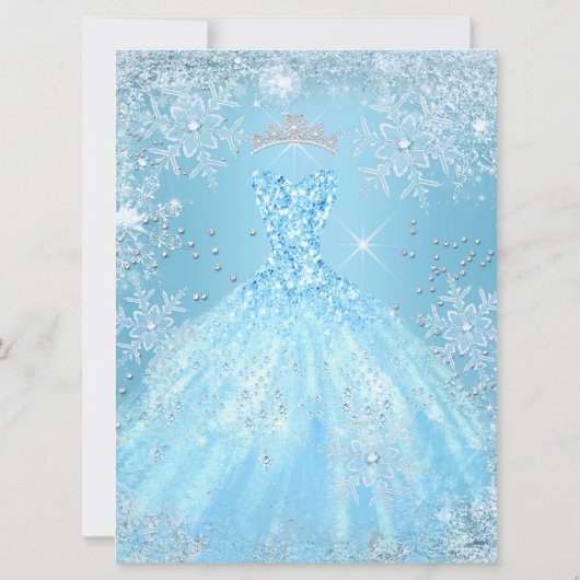 Sweet 16 Birthday Cinderella Blue Snowflake Winter Kaart (Achterkant)