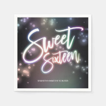 Sweet 16 Birthday Colorful Neon Glow Dark Party