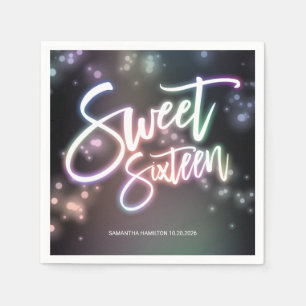 Sweet 16 Birthday Colorful Neon Glow Dark Party Servet