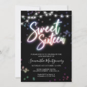 Sweet 16 Birthday Colorful Neon Party Kaart (Voorkant)