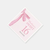 Sweet 16 Birthday Coquette Pink Bow Personalized  Servet (Hoek)