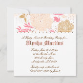 Sweet 16 Birthday Cottcore Floral Pink White Kaart (Achterkant)