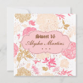 Sweet 16 Birthday Cottcore Floral Pink White Kaart (Voorkant)