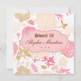 Sweet 16 Birthday Cottcore Floral Pink White Kaart