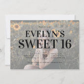 Sweet 16 Birthday Elegant 5 foto uitnodiging (Voorkant)