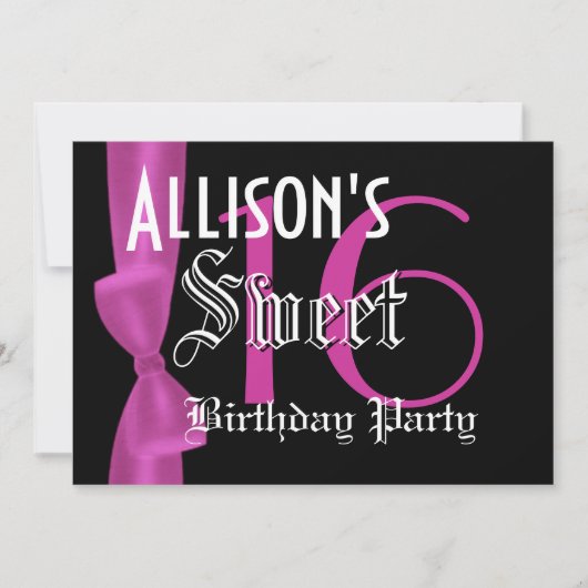 Sweet 16 Birthday Faux Fuchsia Pink Bow Kaart (Voorkant)