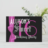 Sweet 16 Birthday Faux Fuchsia Pink Bow Kaart (Staand voorkant)