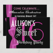 Sweet 16 Birthday Faux Fuchsia Pink Bow Kaart (Voorkant / Achterkant)
