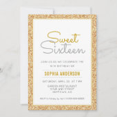 Sweet 16 Birthday Faux Gold Glitter Kaart (Voorkant)