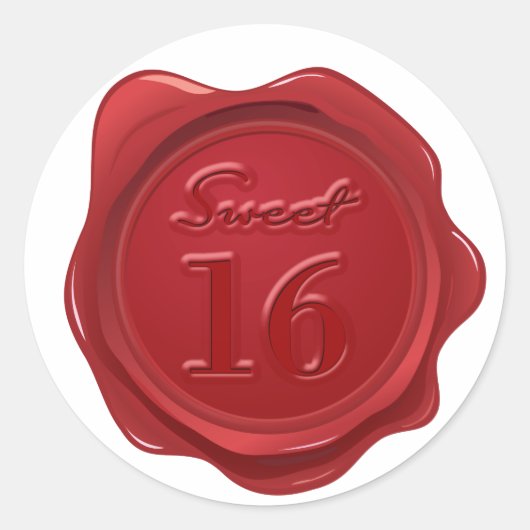 Sweet 16 Birthday Faux Wax Seal Ronde Sticker (Voorkant)