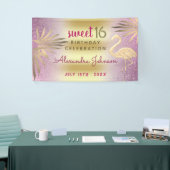 Sweet 16 Birthday Flamingo Pink and Gold Spandoek (Beurs)