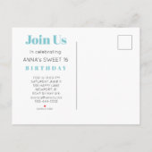 *~* Sweet 16 Birthday Foto BLAUWGROEN Abstract AP2 Uitnodiging Briefkaart (Achterkant)