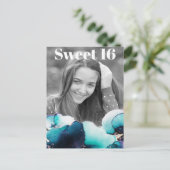 *~* Sweet 16 Birthday Foto BLAUWGROEN Abstract AP2 Uitnodiging Briefkaart (Staand voorkant)