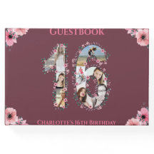 Sweet 16 Birthday Foto Collage Bloemenmeisje Pink