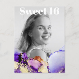 *~* Sweet 16 Birthday Foto GOLD PAARS PINK AP29 Uitnodiging Briefkaart