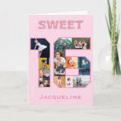 Sweet 16 Birthday Foto roze Kaart (Voorkant)