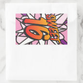 SWEET 16 Birthday Fun Retro Comic Book Rechthoekige Sticker (Tas)