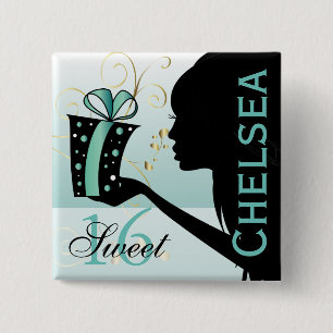 Sweet 16 Birthday Girl Vierkante Button 5,1 Cm