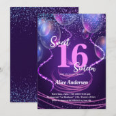Sweet 16 Birthday Girly Glam Balloons Kaart (Voorkant / Achterkant)
