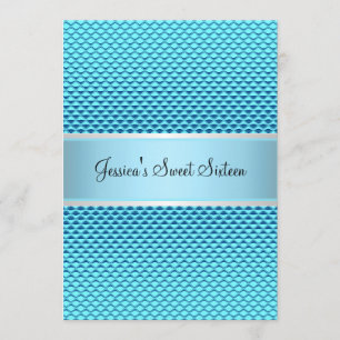 Sweet 16 Birthday Glam Blue Glitter Party Kaart